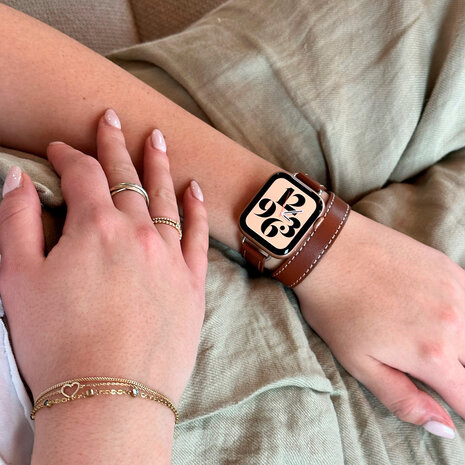 Strap-it Strap-it Bracelet cuir Double Tour Apple Watch (marron)