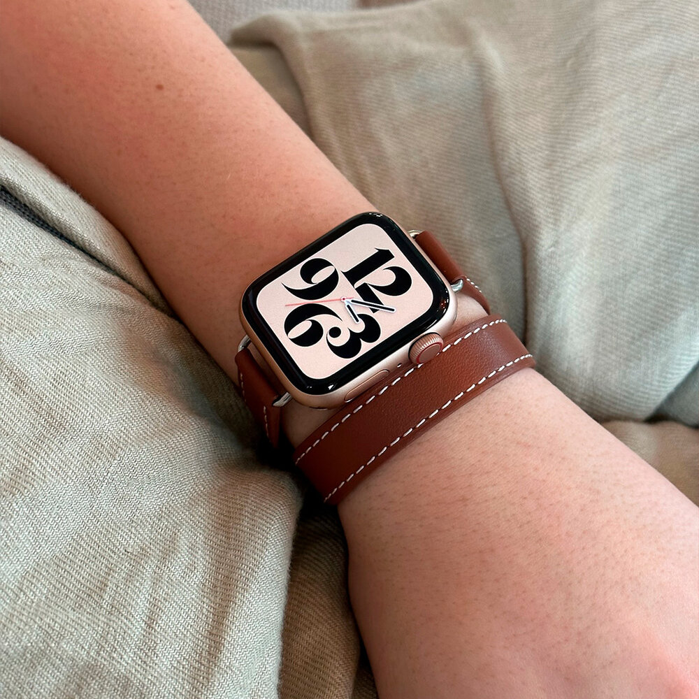 Strap-it Strap-it Bracelet cuir Double Tour Apple Watch (marron)