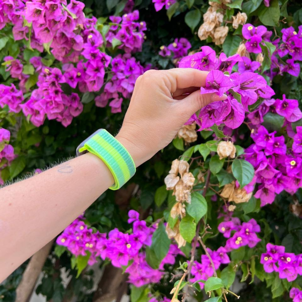 Strap-it Strap-it Bracelet nylon Apple Watch (vert/jaune)