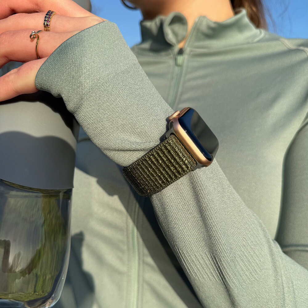 Strap-it Strap-it Bracelet Apple Watch nylon (vert armée)