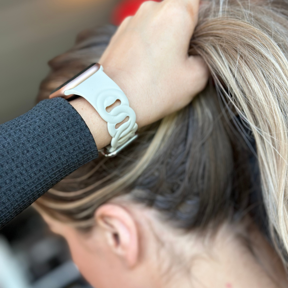 Strap-it Strap-it Bracelet silicone chaîne Apple Watch (blanc)