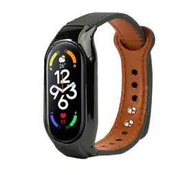 Strap-it Bracelet cuir Xiaomi Mi Band 7 (noir)