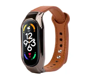 Strap-it Bracelet cuir Xiaomi Mi Band 7 (marron)