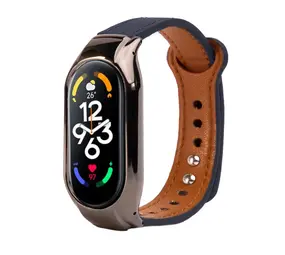 Strap-it Bracelet cuir Xiaomi Mi Band 7 (bleu)