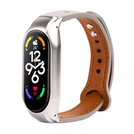 Strap-it Strap-it Bracelet cuir Xiaomi Mi Band 7 (gris)