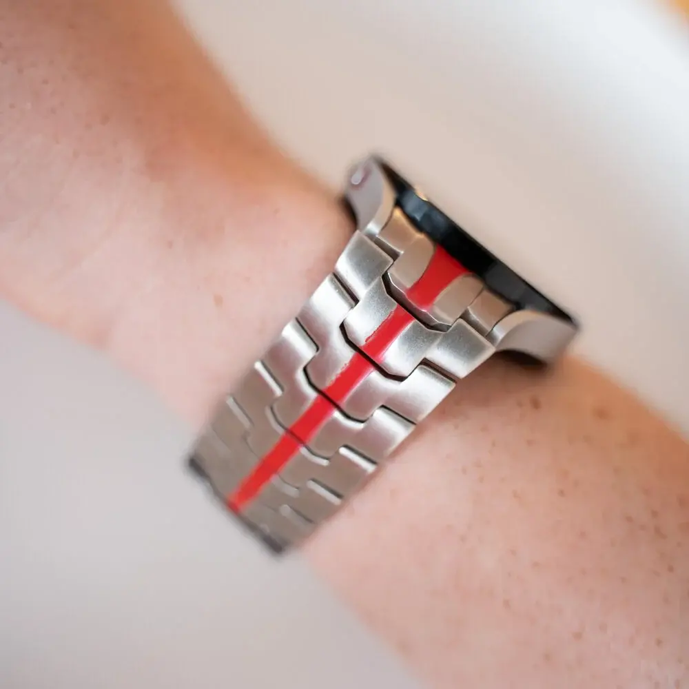 Strap-it Strap-it Bracelet acier solidité Samsung Galaxy Watch 4 Classic 42mm (argent/rouge)