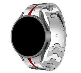 Strap-it Bracelet acier solidité Samsung Galaxy Watch 4 40mm (argent/rouge)
