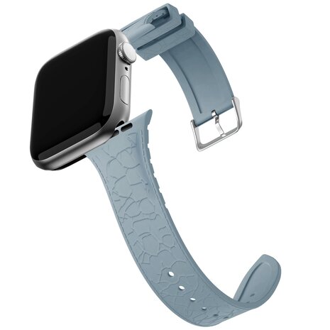 Bandz Bandz Bracelet silicone Apple Watch avec motif cuir (grisbleu)