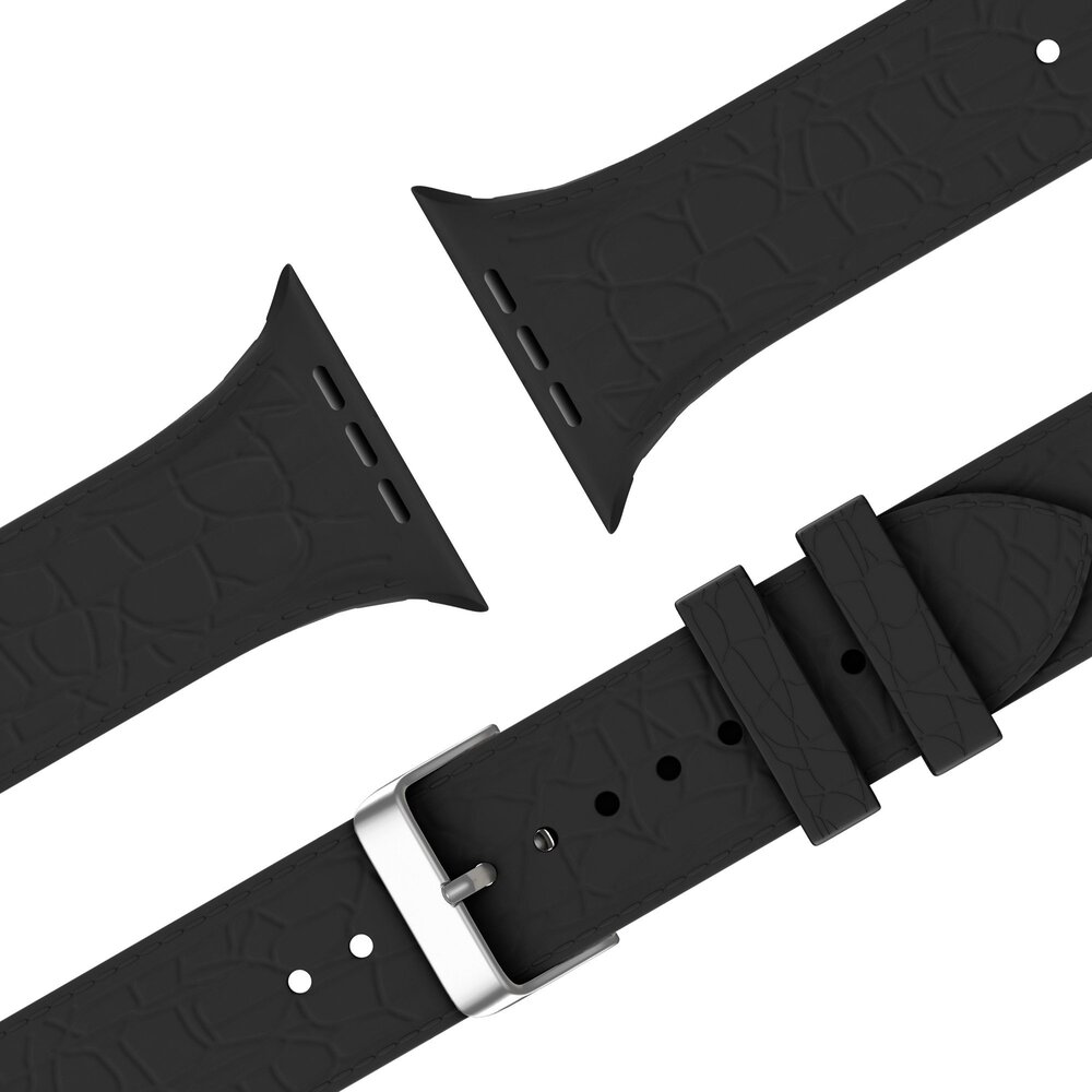 Bandz Bandz Bracelet silicone Apple Watch avec motif cuir (noir)