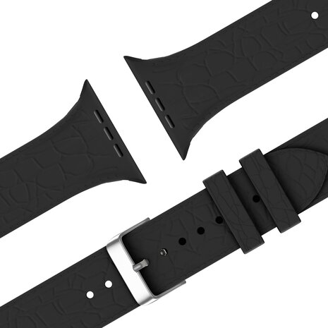 Bandz Bandz Bracelet silicone Apple Watch avec motif cuir (noir)