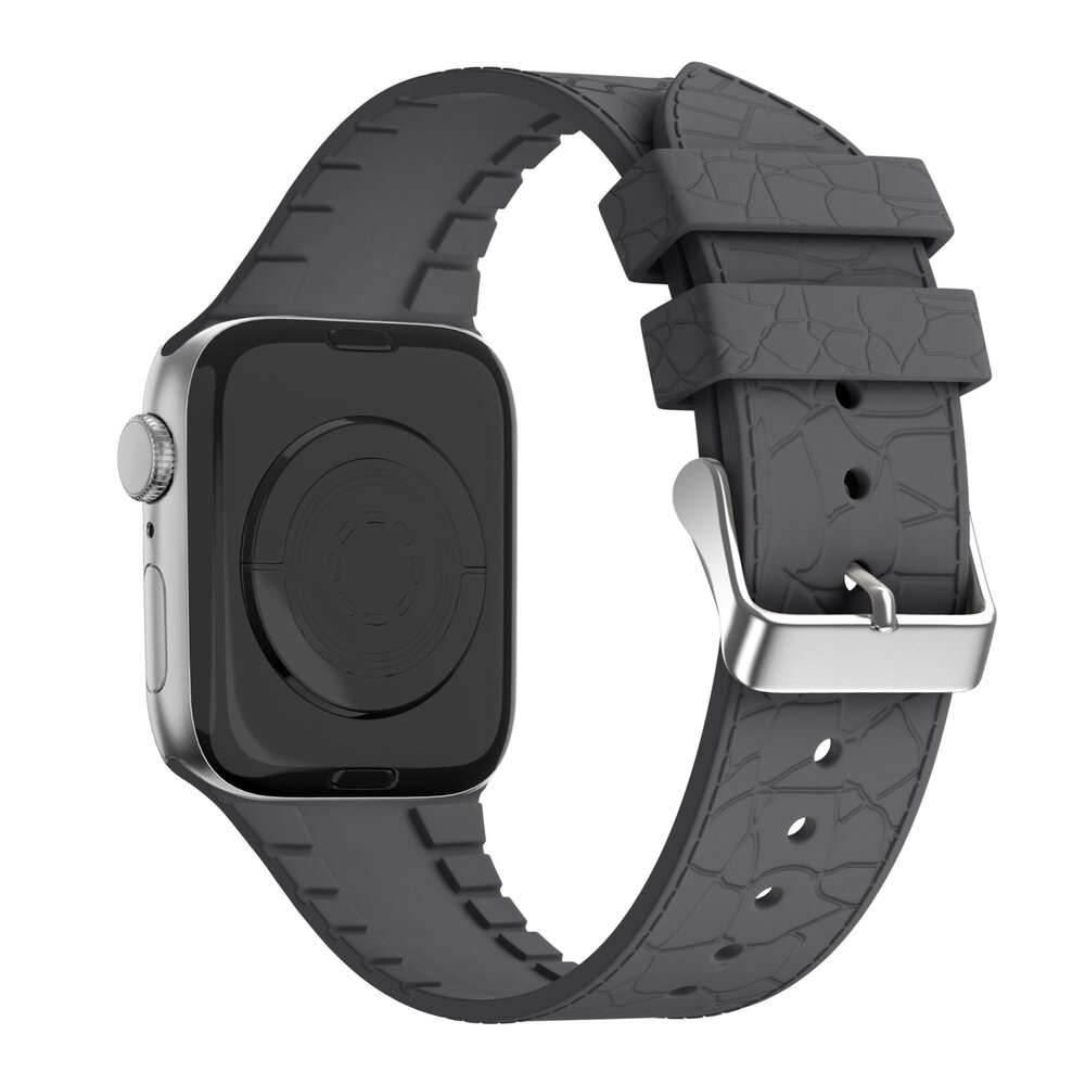 Bandz Bandz Bracelet silicone Apple Watch avec motif cuir (gris foncé)