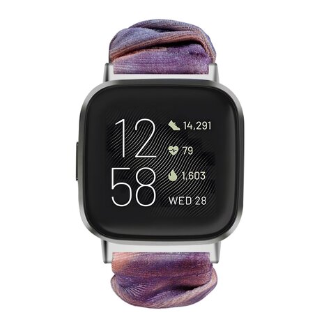 Strap-it Strap-it Bracelet chouchou Fitbit Sense (bleu rose melange)