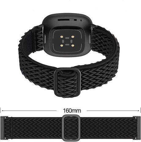 Strap-it Strap-it Bracelet nylon tissé Fitbit Versa 3 (noir)