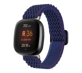 Strap-it Bracelet nylon tissé Fitbit Versa 3 (bleu)