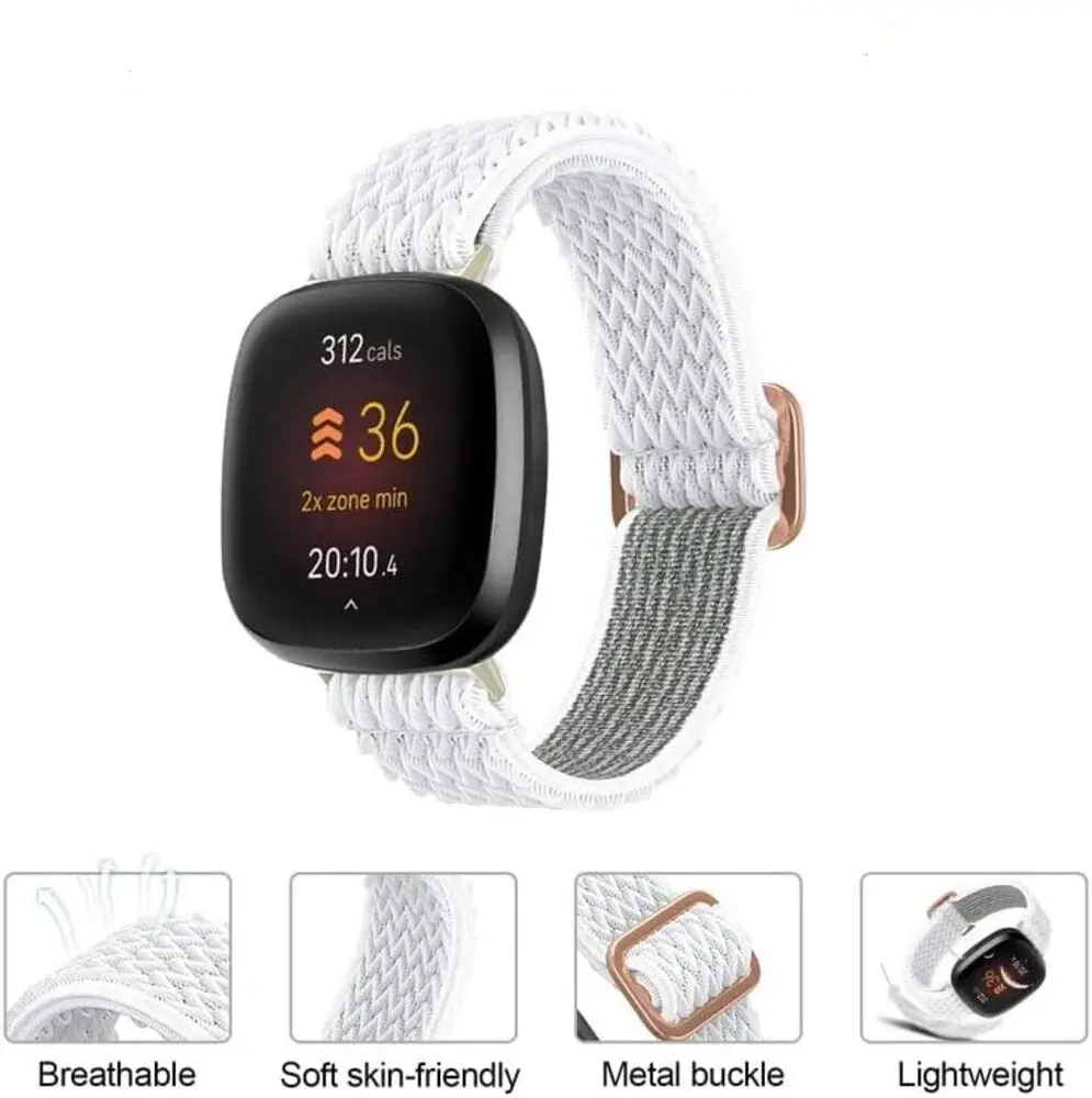 Strap-it Strap-it Bracelet nylon tissé Fitbit Versa 3 (blanc)