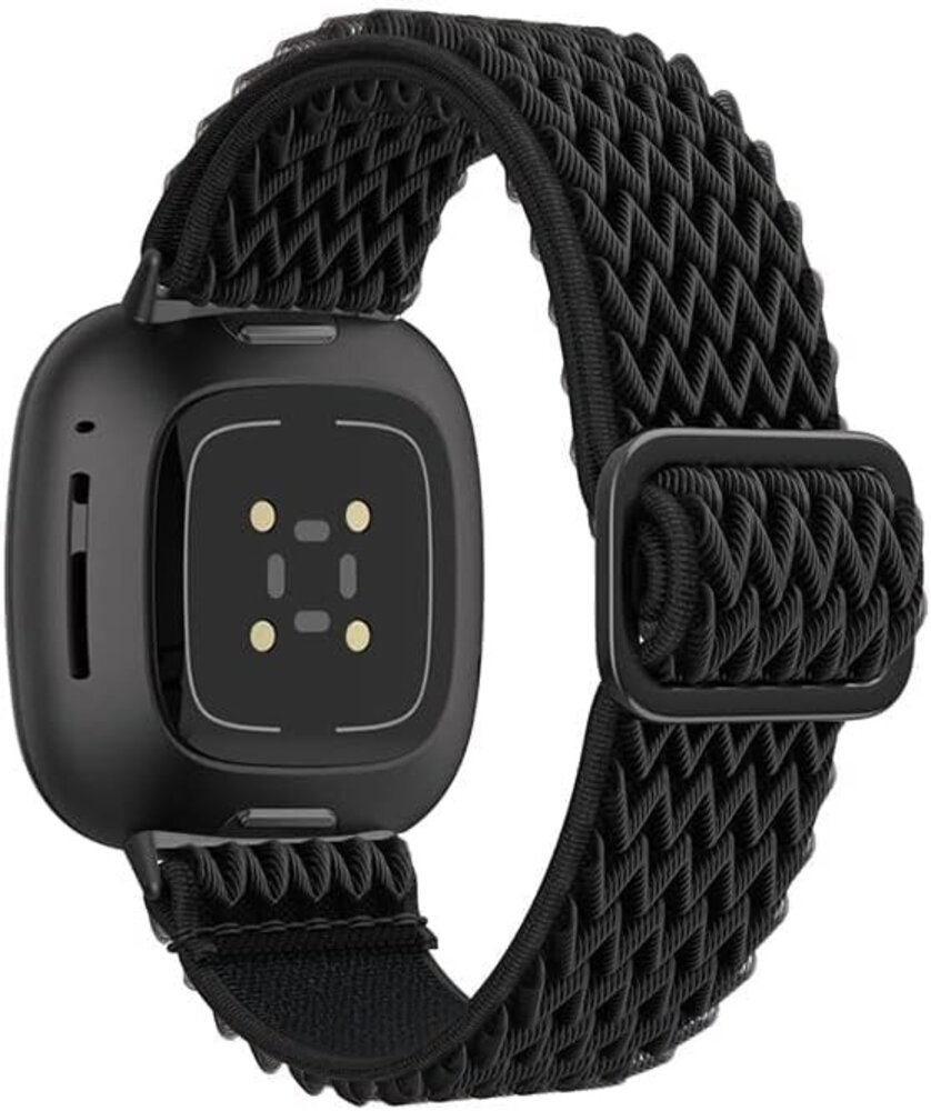 Strap-it Strap-it Bracelet nylon tissé Fitbit Sense (noir)