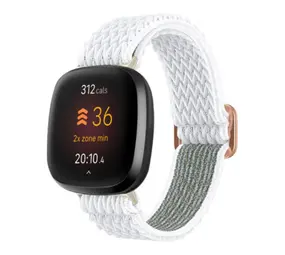 Strap-it Bracelet nylon tissé Fitbit Sense (blanc)
