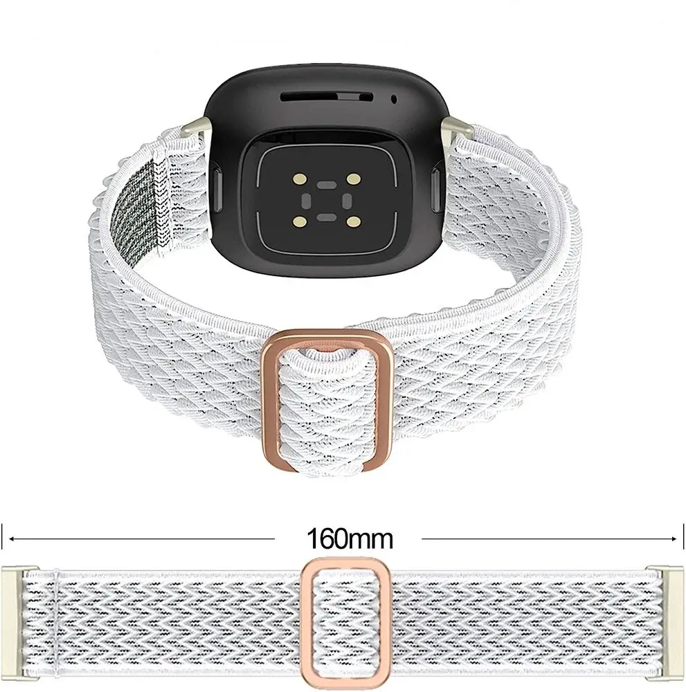 Strap-it Strap-it Bracelet nylon tissé Fitbit Sense (blanc)