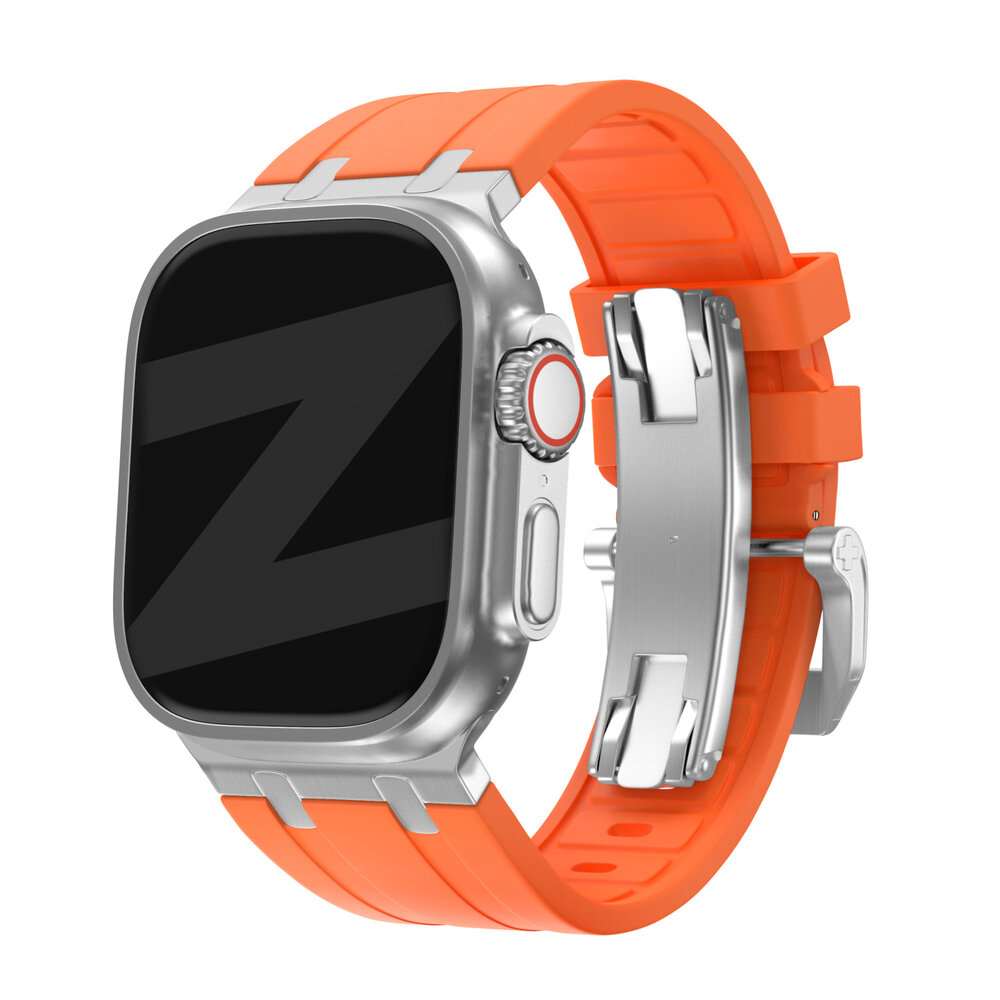 Bandz Bandz Bracelet silicone 'Luxe Liquid' Apple Watch (orange avec argent)