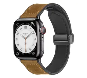 Strap-it Bracelet cuir avec D-Buckle Apple Watch (marron clair)