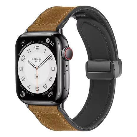 Strap-it Strap It Bracelet cuir avec D-Buckle Apple Watch (marron clair)