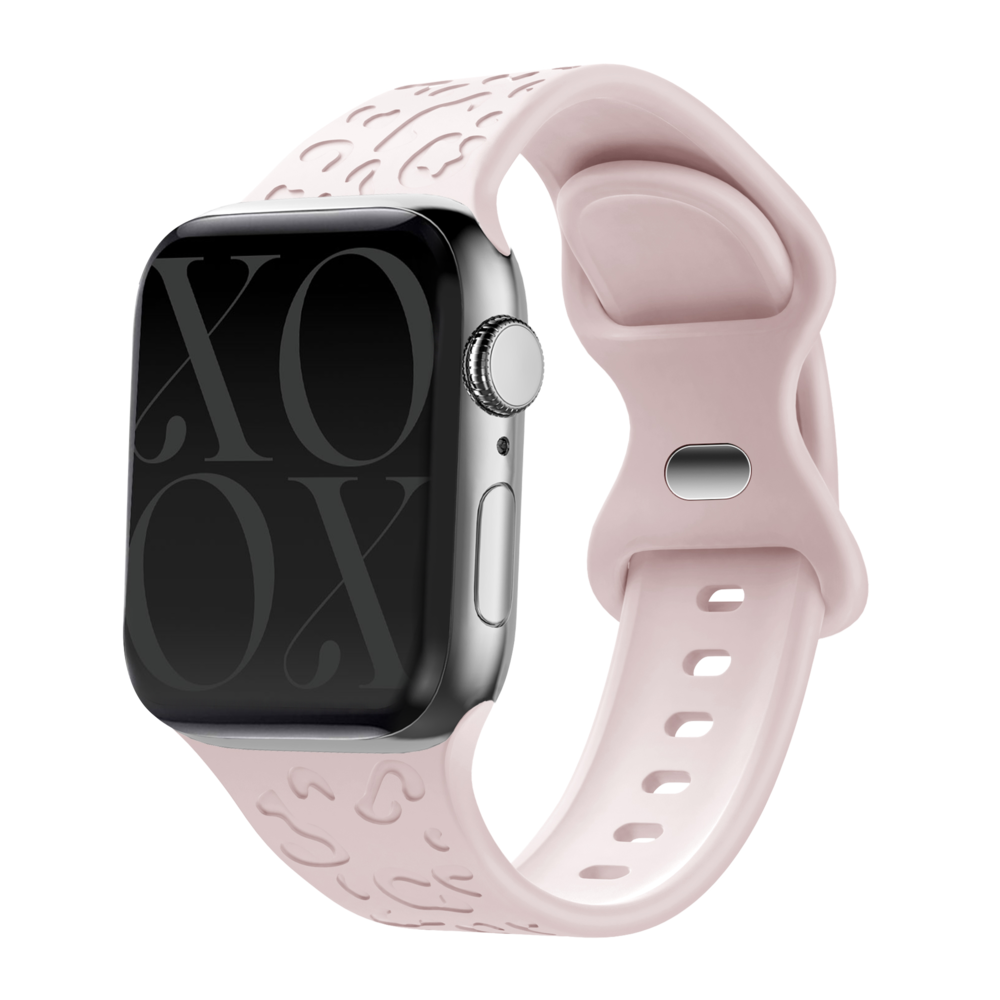 xoxo Wildhearts xoxo Wildhearts Bracelet silicone Apple Watch imprimé léopard (rose clair)