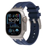 Strap-it Bracelet silicone de luxe liquide Apple Watch (bleu avec titanium)