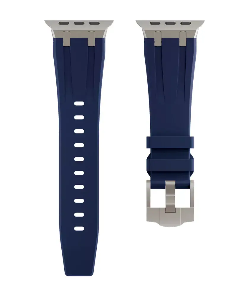 Strap-it Strap-it Bracelet silicone de luxe liquide Apple Watch (bleu avec titanium)