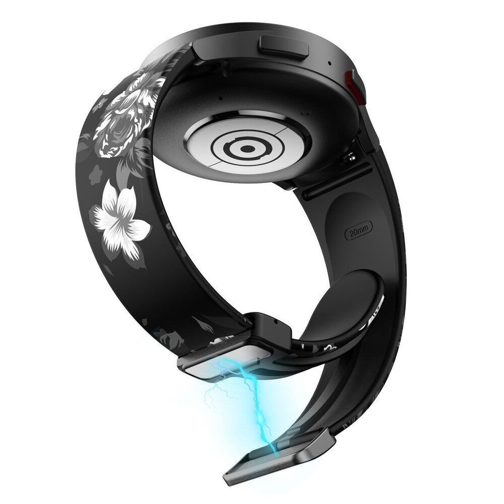 Strap-it Strap-it Bracelet magnetique Grey Flower Samsung Galaxy Watch FE Strap-it Strap-it Bracelet magnetique Grey Flower Samsung Galaxy Watch FE