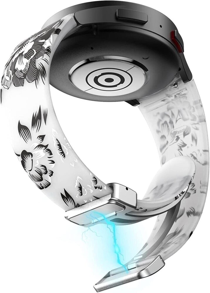 Strap-it Strap-it Bracelet magnetique Transparent FLower Samsung Galaxy Watch FE Strap-it Strap-it Bracelet magnetique Transparent FLower Samsung Galaxy Watch FE