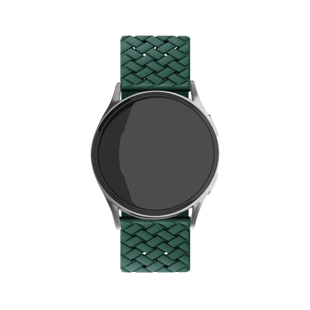 Strap-it Strap-it Bracelet silicone tissé Samsung Galaxy Watch FE (vert foncé)