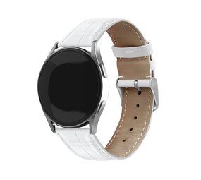 Strap-it Bracelet cuir motif crocodile Samsung Galaxy Watch FE (blanc)