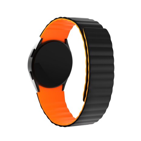 Strap-it Strap-it Bracelet silicone magnetique Samsung Galaxy Watch FE (noir/orange)