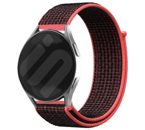 Strap-it Bracelet nylon Samsung Galaxy Watch FE (noir/corail)