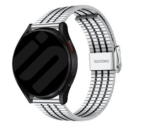 Strap-it Bracelet acier luxe Samsung Galaxy Watch FE (argent/noir)