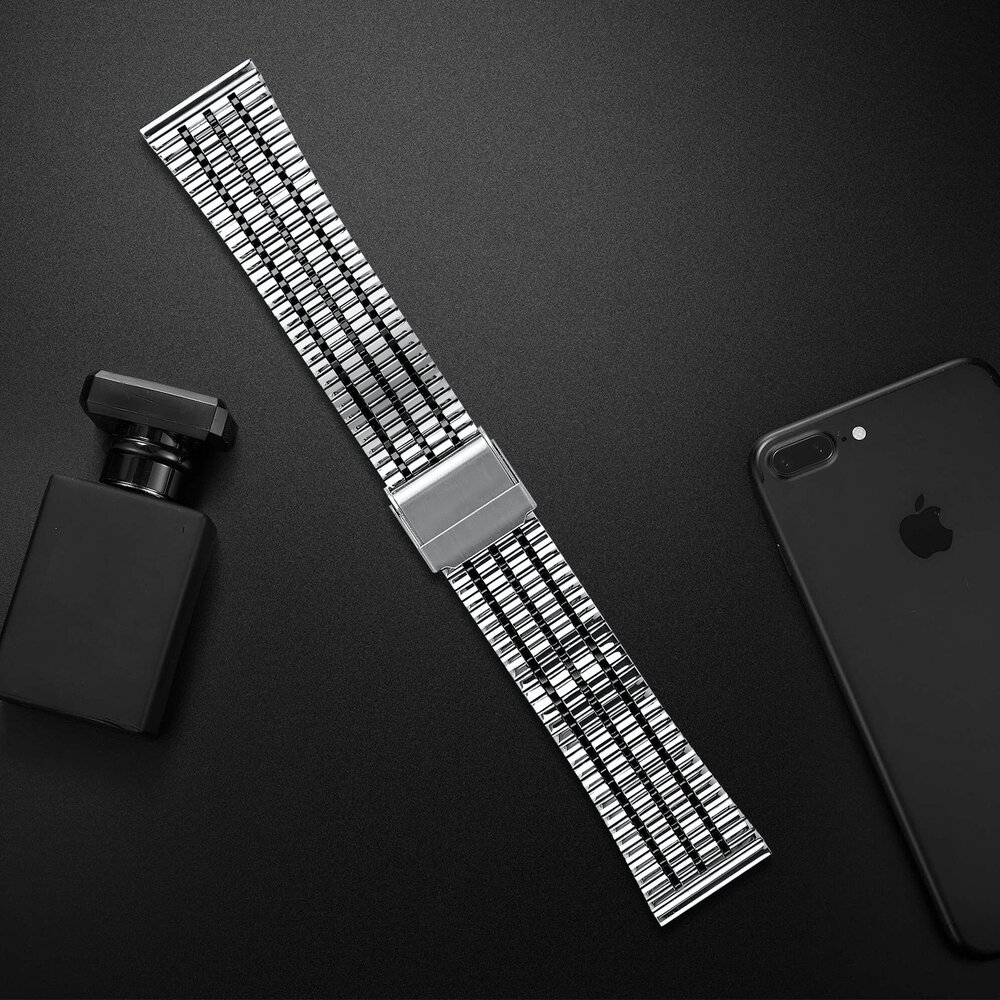 Strap-it Strap-it Bracelet acier luxe Samsung Galaxy Watch FE (argent/noir)