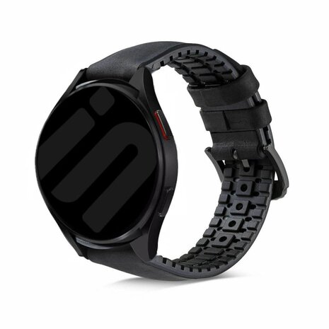 Strap-it Strap-it Bracelet silicone / cuir Samsung Galaxy Watch FE  (noir)