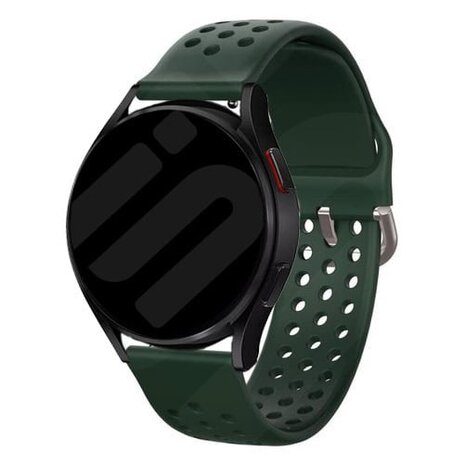 Strap-it Strap-it Bracelet silicone avec trous Samsung Galaxy Watch FE (armée verte)