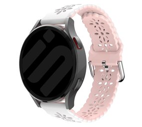 Strap-it Bracelet silicone avec motif Samsung Galaxy Watch FE (blanc/rose)