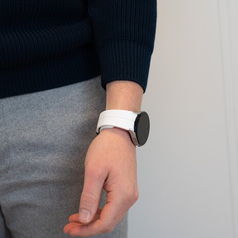 Bandz Bandz Bracelet silicone avec D-buckle Samsung Galaxy Watch FE (blanc)