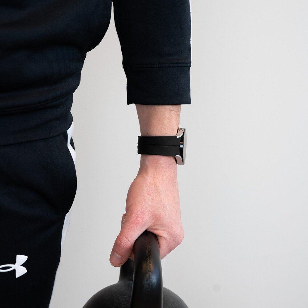 Bandz Bandz Bracelet silicone avec D-buckle Samsung Galaxy Watch FE (noir)