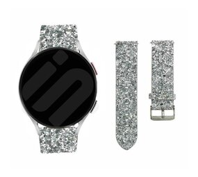 Strap-it Bracelet cuir á paillettes Samsung Galaxy Watch 7 - 40mm (argent)