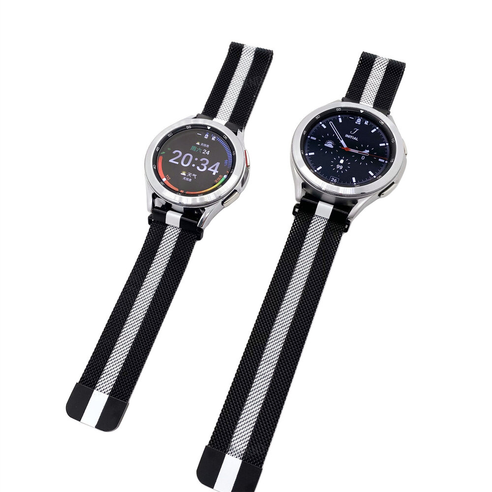 Strap-it Strap-it Bracelet Milanais Samsung Galaxy Watch 7 - 40mm (noir/blanc)