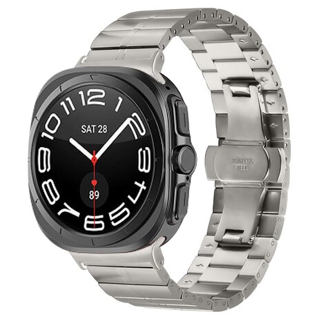 Strap-it Strap-it Bracelet métal de luxe Samsung Galaxy Watch Ultra (coleur titane)