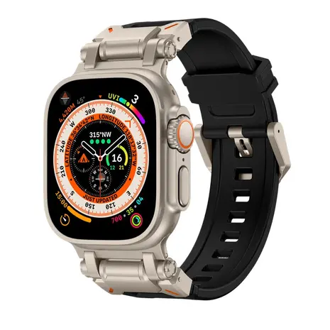 Strap-it Strap-it Bracelet 'Explorer' TPU Watch (noir avec coleur titane) Strap-it Strap-it Bracelet 'Explorer' TPU Watch (noir avec coleur titane)