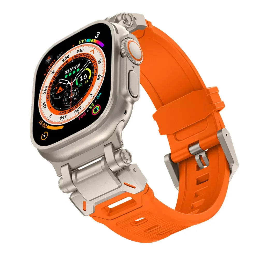 Strap-it Strap-it Bracelet 'Explorer' TPU Watch (orange avec coleur titane)