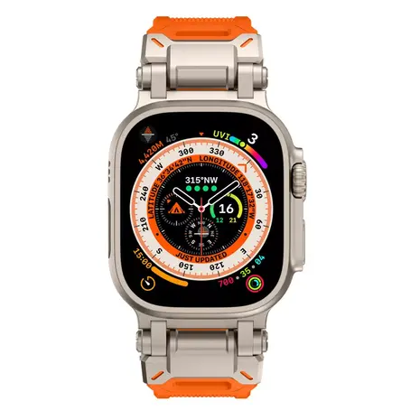 Strap-it Strap-it Bracelet 'Explorer' TPU Watch (orange avec coleur titane)