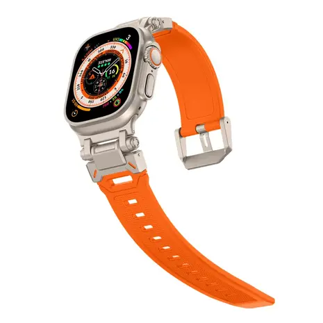 Strap-it Strap-it Bracelet 'Explorer' TPU Watch (orange avec coleur titane)