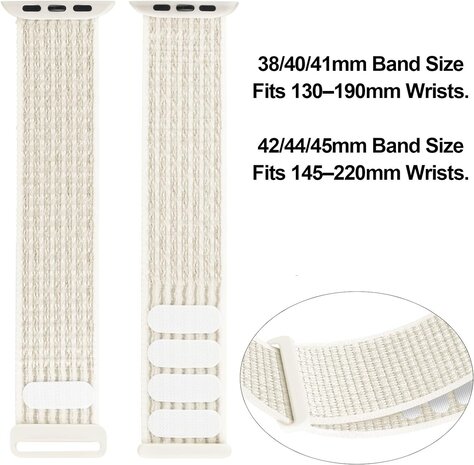 Strap-it Strap-it Bracelet Apple Watch nylon (lumière stellaire)