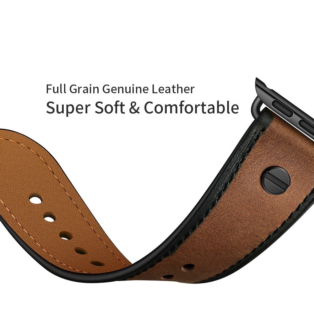 Strap-it Strap-it Bracelet cuir vissé Apple Watch (marron foncé)